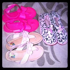 2 Girls sandals &house slippers bundle